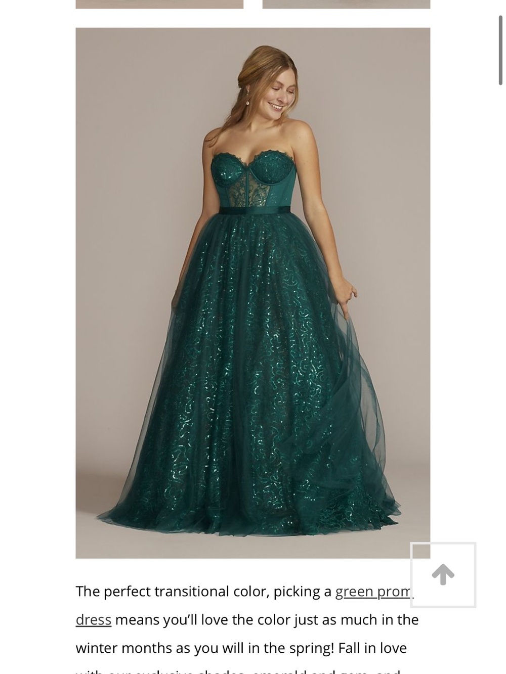 David's Bridal Emerald Green Strapless Tulle Ball Gown